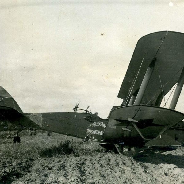 18.Р-1 Красный лесопильщик после аварийной посадки.