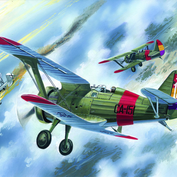 30.И-15 ВВС республиканцев ведут бой с Не-51 в небе Испании.