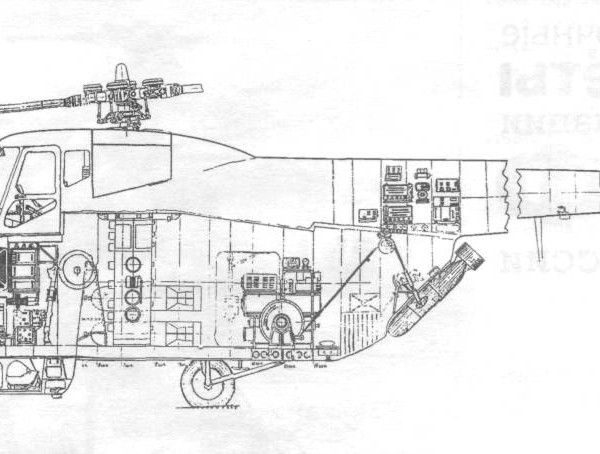 5.Компоновочная схема вертолета Ми-4М с РЛС Рубин-В.