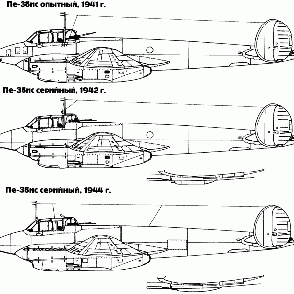 7.Варианты истребителя Пе-3 бис схема.