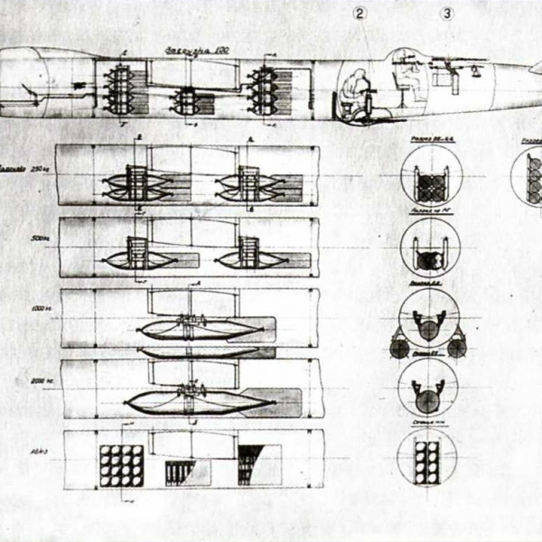 9.Схема компоновки бомбоотсека ДВБ-102.