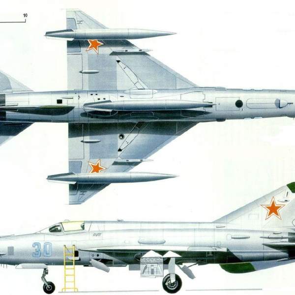 10.Проекции МиГ-21МФ. Рисунок 2.