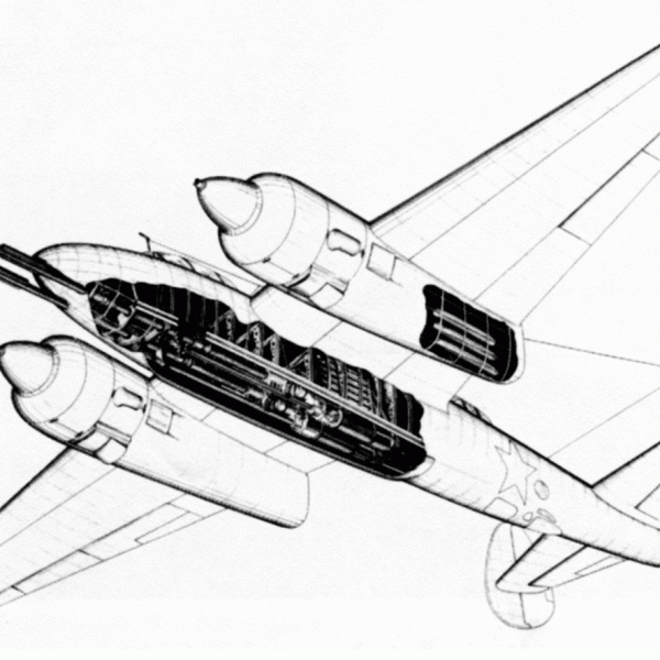 3.Схема размещения пушек Ч-21П на Ту-2П.