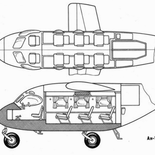 16.Схема пассажирского салона Ан-14А.