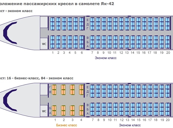 19.Схема салона Як-42.