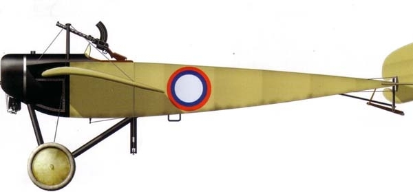 4.Morane-Saulnier G РИВВФ в варианте истребителя с пулеметом Madsen.