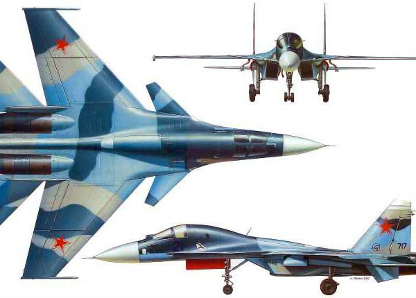 13.Проекции Су-33КУБ. Рисунок.