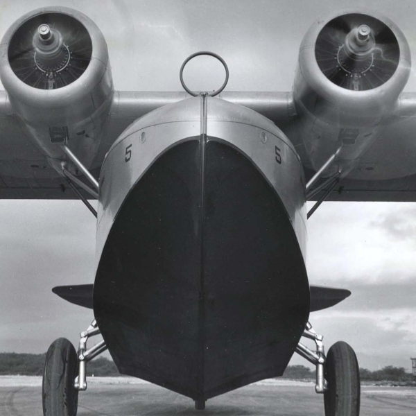 Close up view of the huge amphibian planes that carry mail and passengers between the Hawaiian islands.