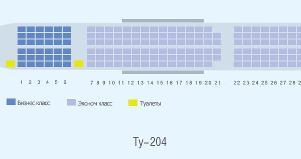 8.Схема салона Ту-204.