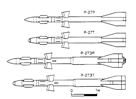 Проекции ракет типа Р-27.