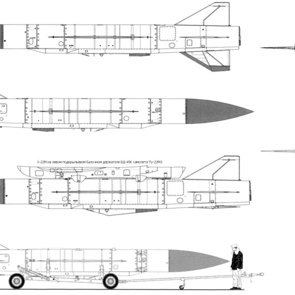 1.Проекции ракеты Х-22М. Схема.