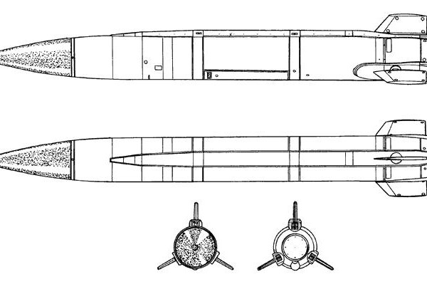 Проекции ракеты Х-15П. Схема.