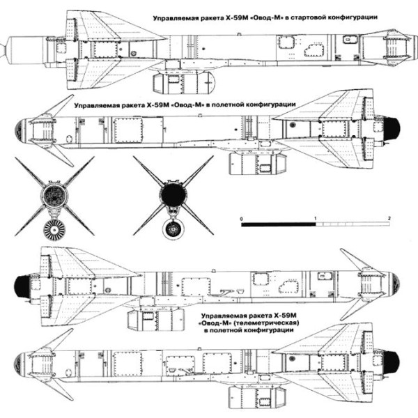 2.Проекции ракеты Х-59М. Схема.